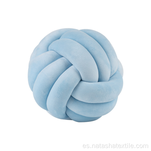Almohada de bola de pelo sólido de terciopelo anudado nórdico